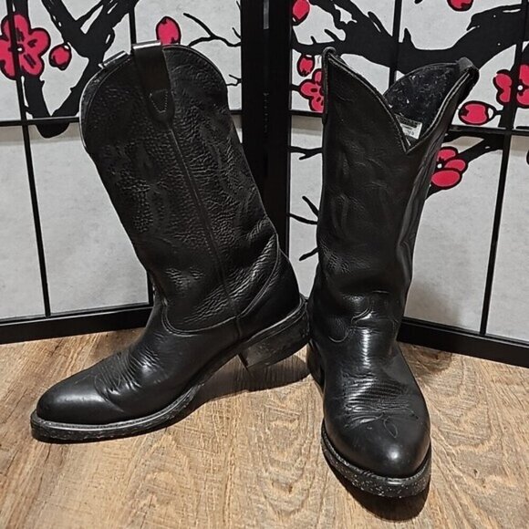 Double H‎ Pointed Black Cowboy Boots Size 10 main image 6